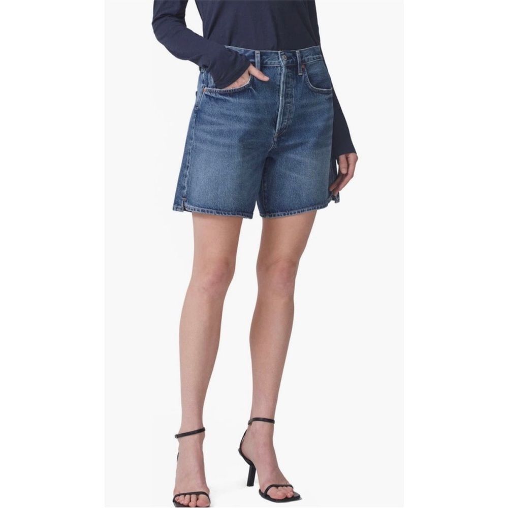 Citizens Of Humanity Marlow Shorts Womens 27 Blue Denim High Waist Long A